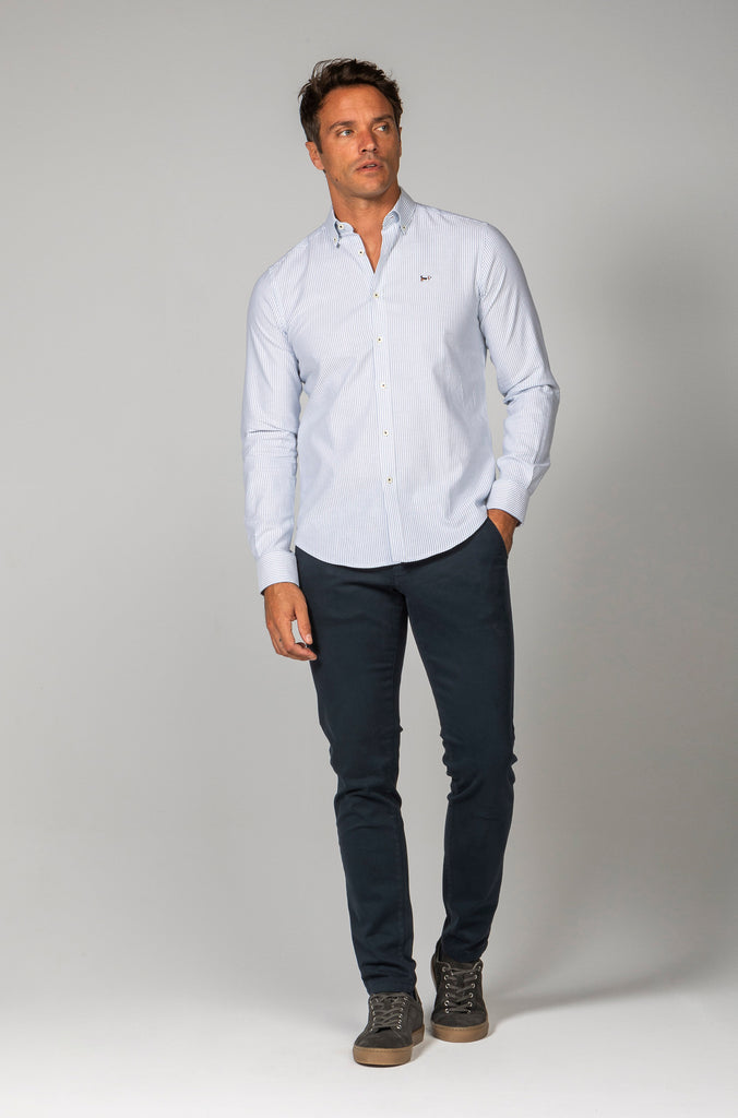 Camisa Oxford Rayas Azul Petróleo