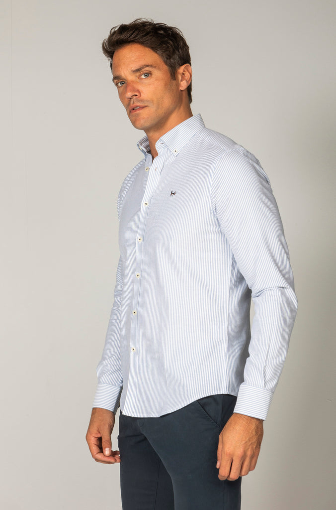 Camisa Oxford Rayas Azul Petróleo