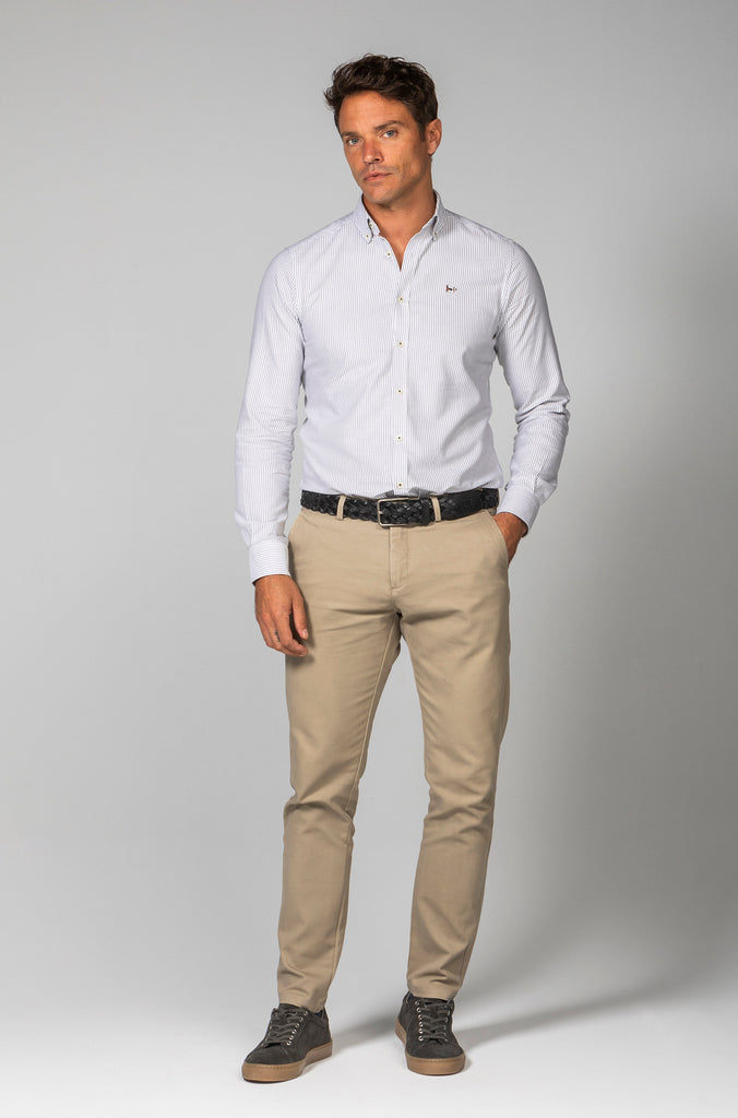 Camisa Oxford Rayas Gris Medio