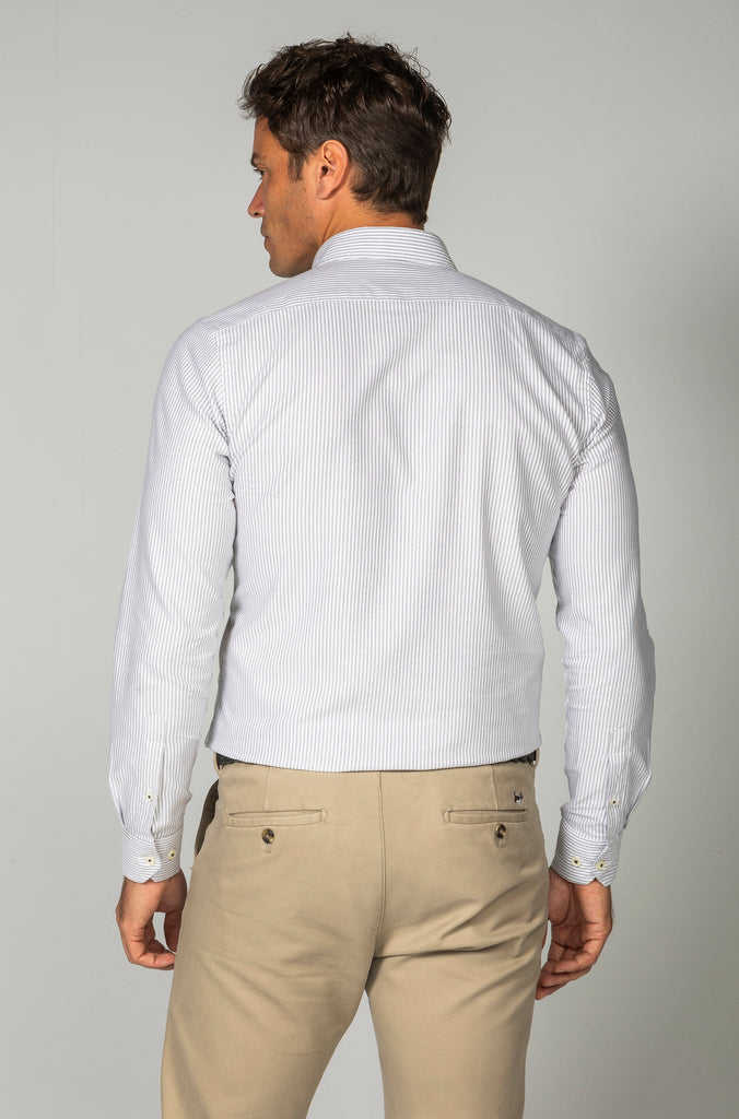Camisa Oxford Rayas Gris Medio