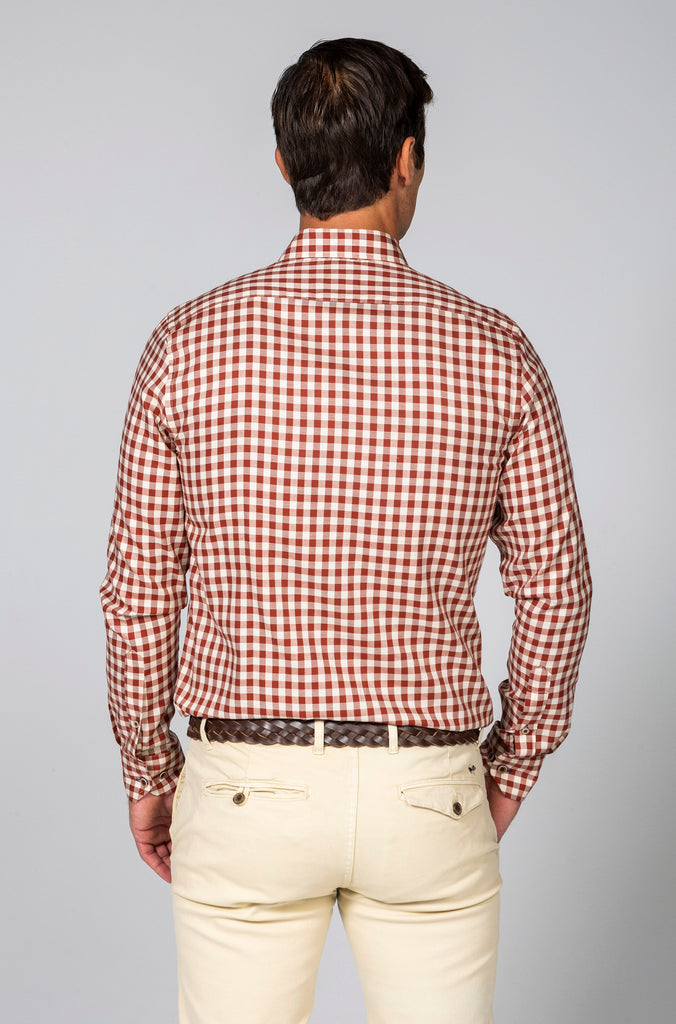 Camisa Pinpoint Cuadros Granate