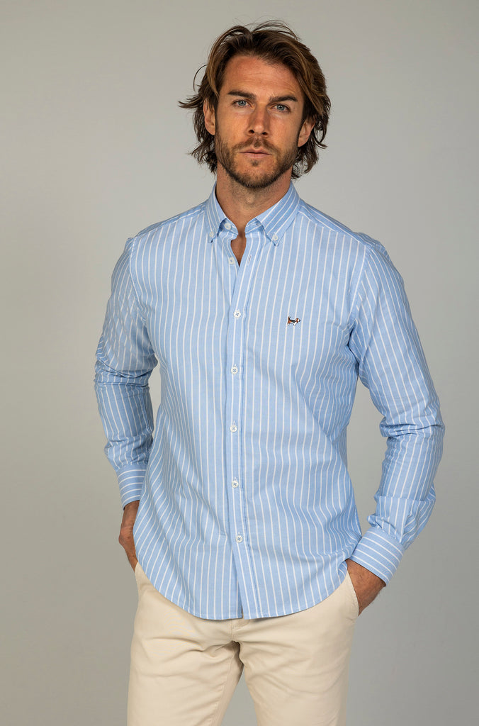 Camisa Oxford Raya Media Celeste