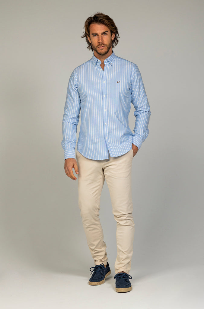 Camisa Oxford Raya Media Celeste