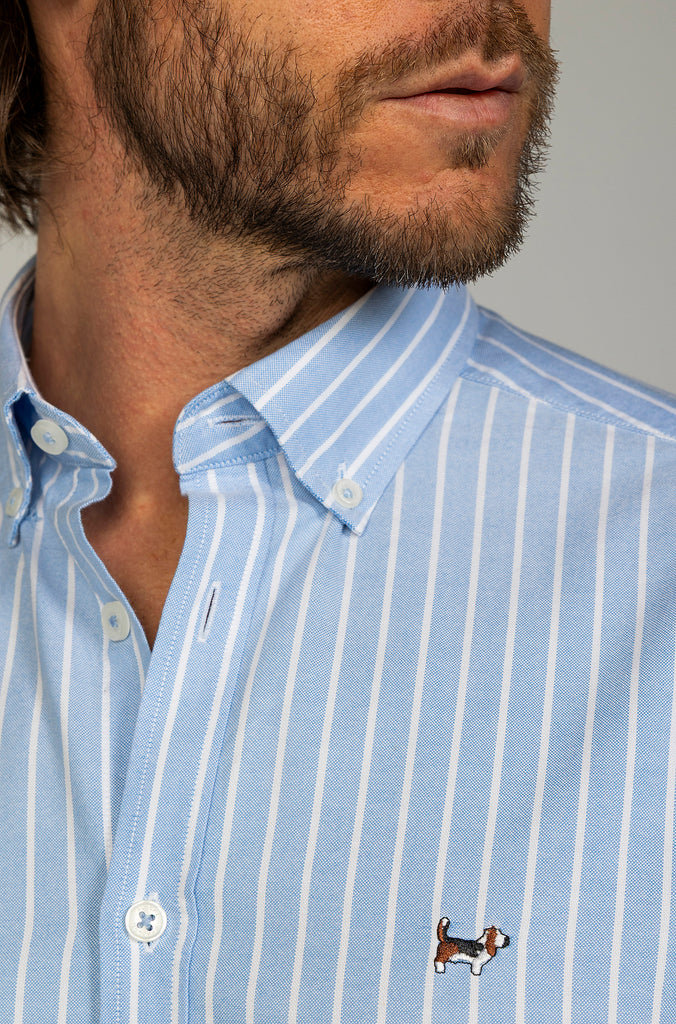 Camisa Oxford Raya Media Celeste