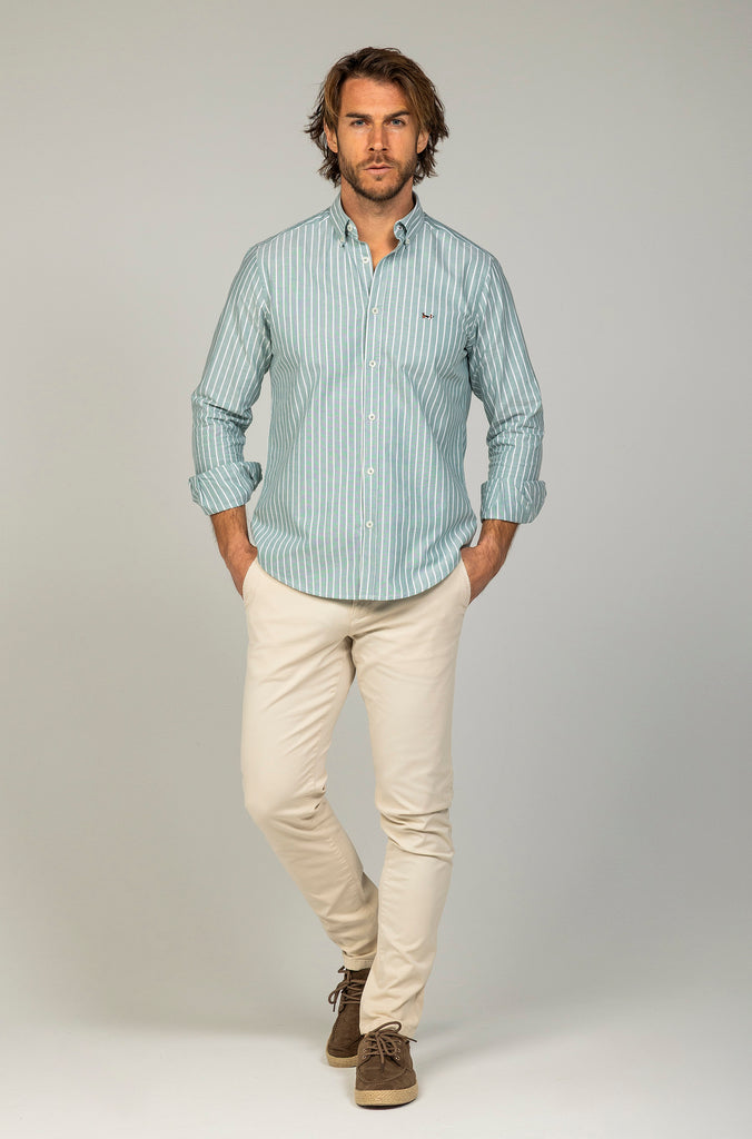Camisa Oxford Raya Media Verde