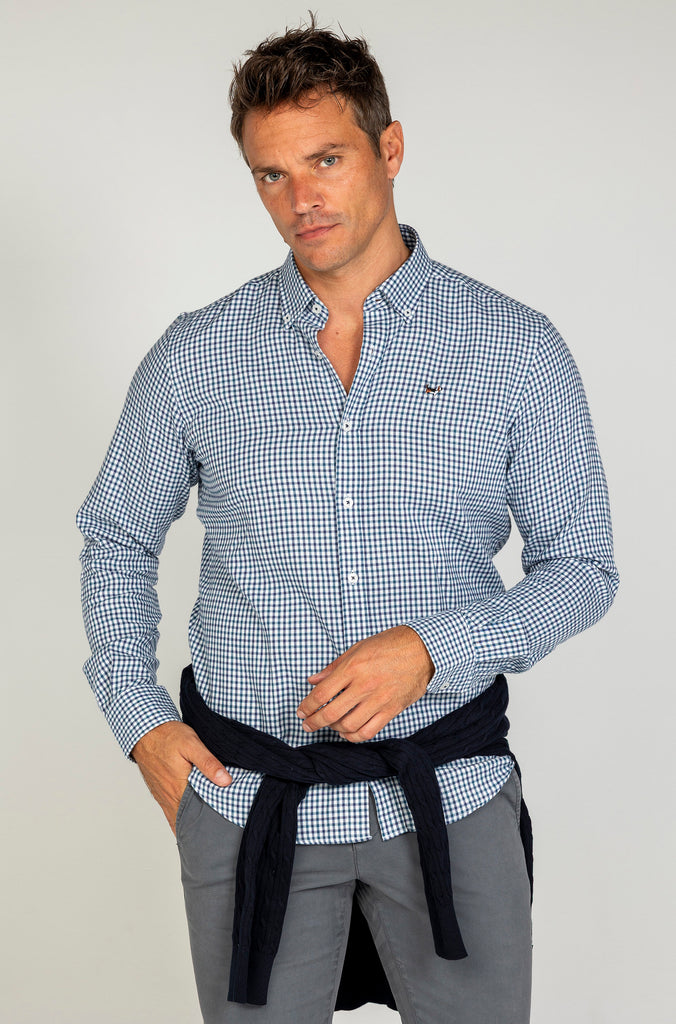 Camisa viella minicuadro marino