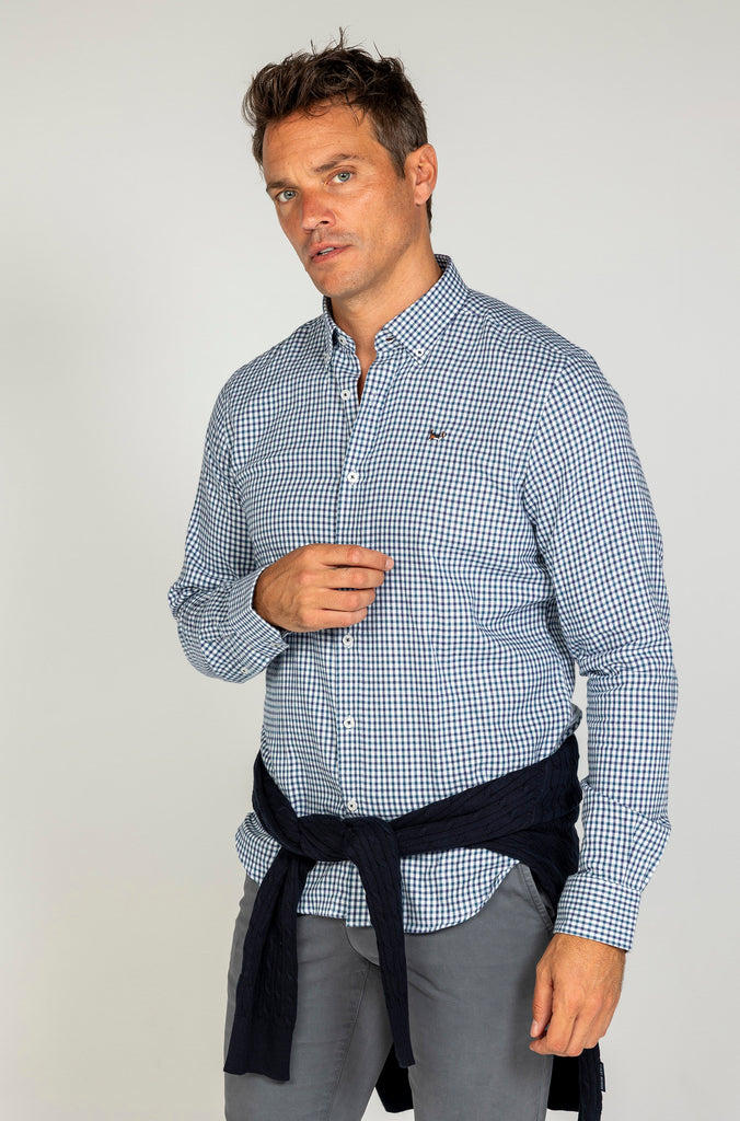 Camisa viella minicuadro marino