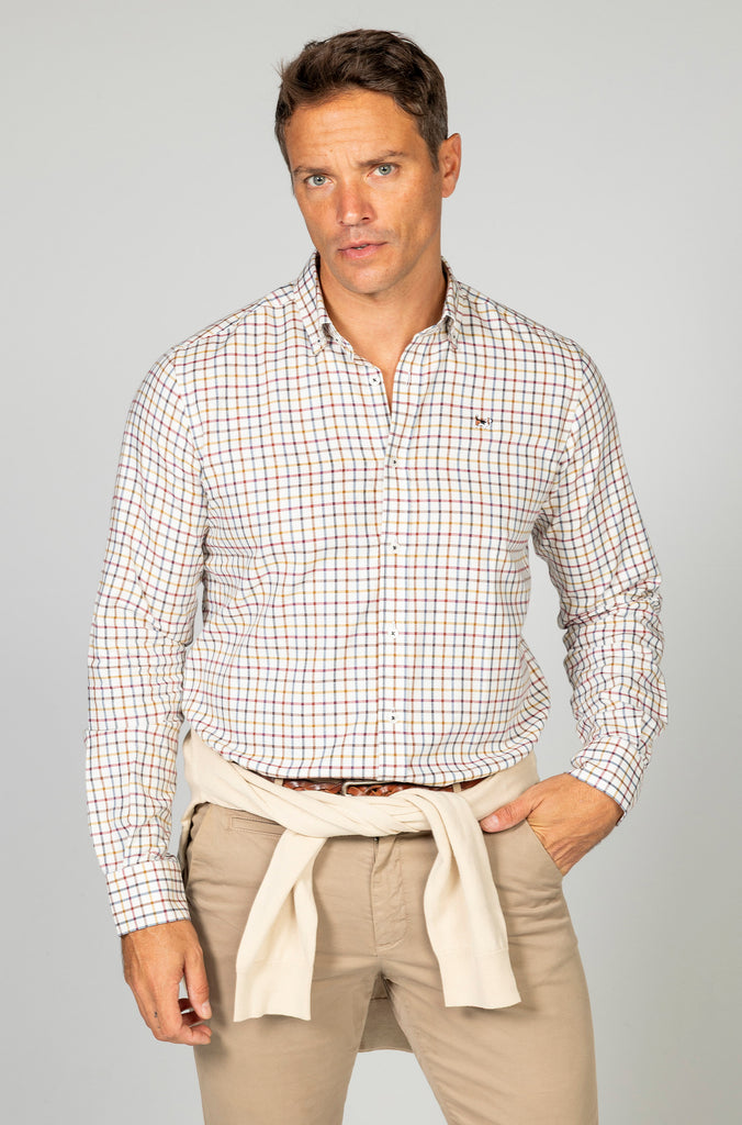 Camisa viella clásica granate fondo crema