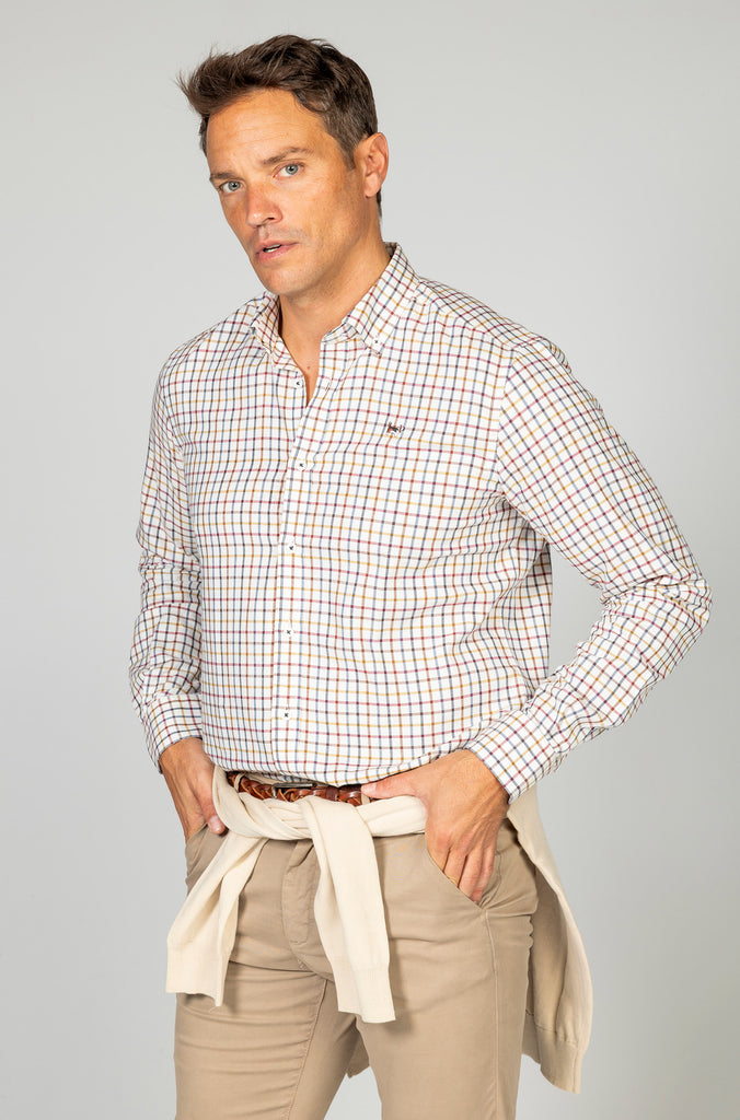 Camisa viella clásica granate fondo crema