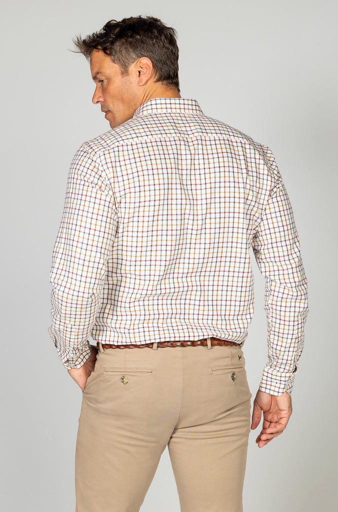 Camisa viella clásica granate fondo crema