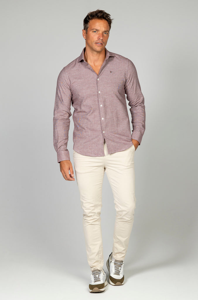 Camisa franela pata de gallo granate
