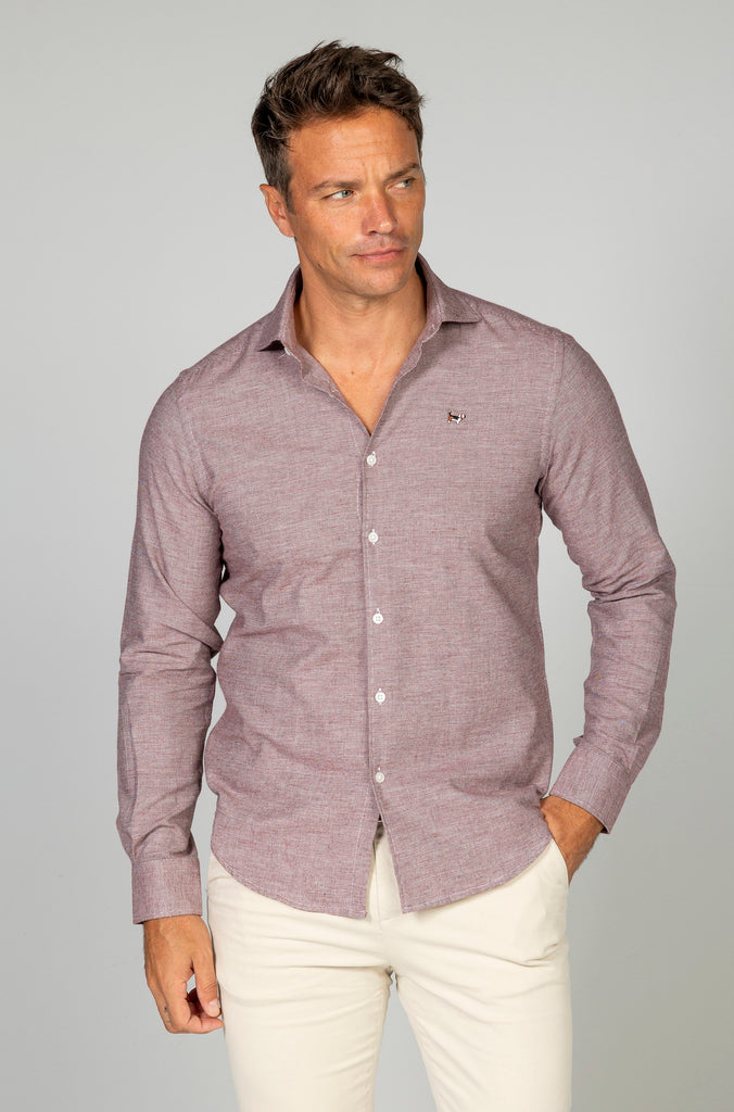 Camisa franela pata de gallo granate