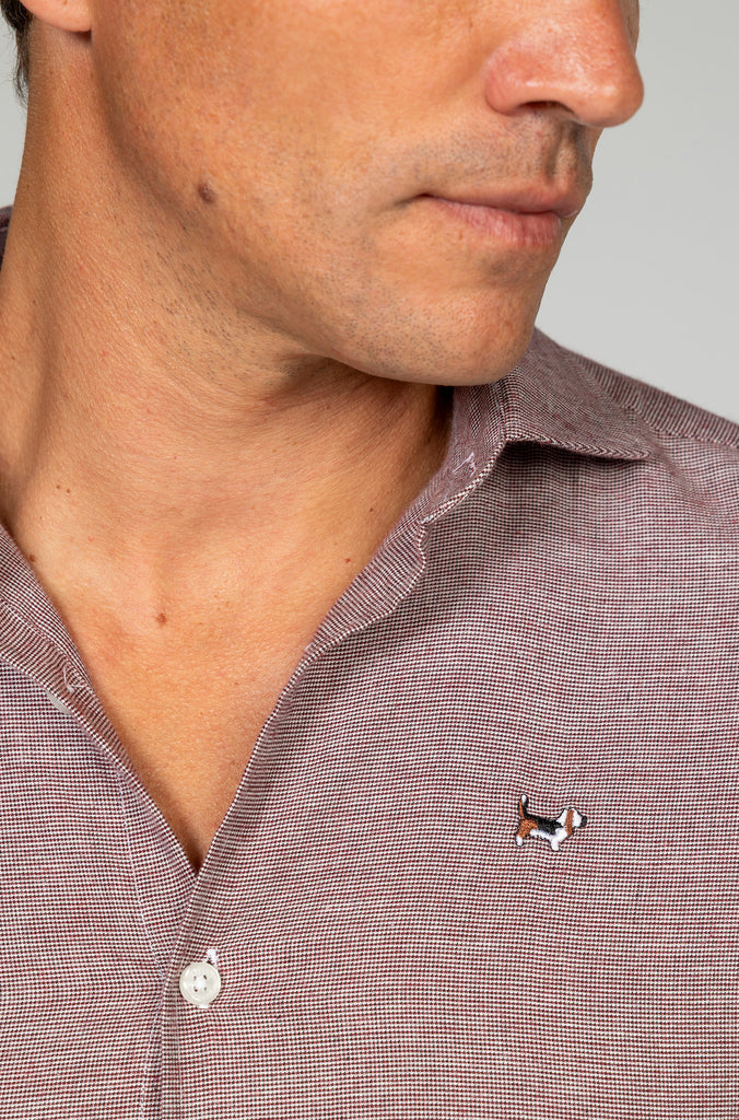 Camisa franela pata de gallo granate