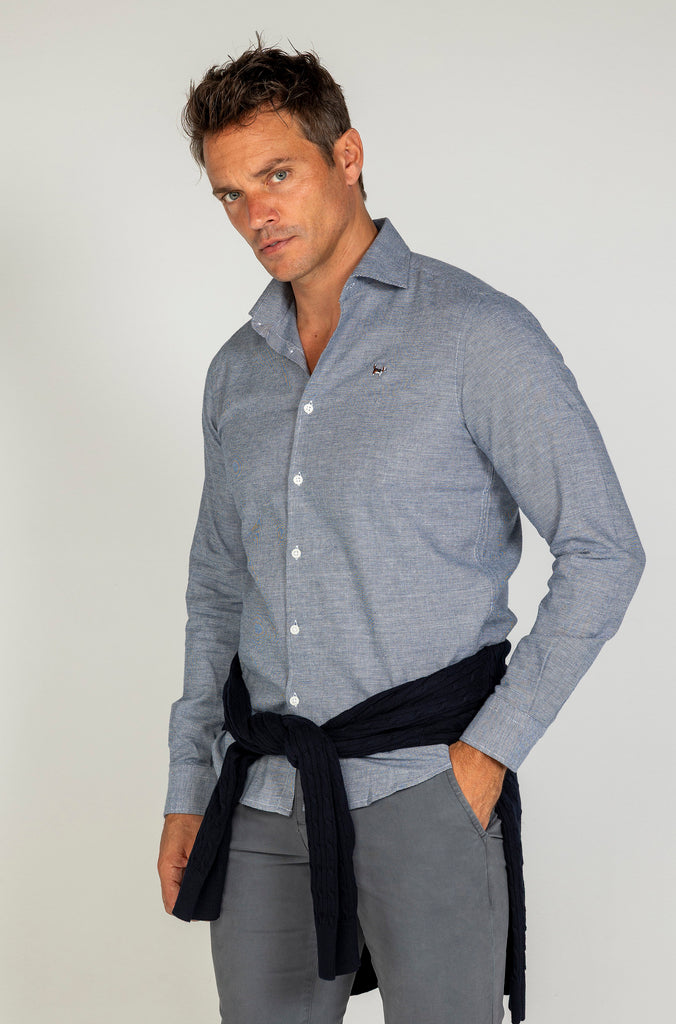 Camisa franela pata de gallo marino