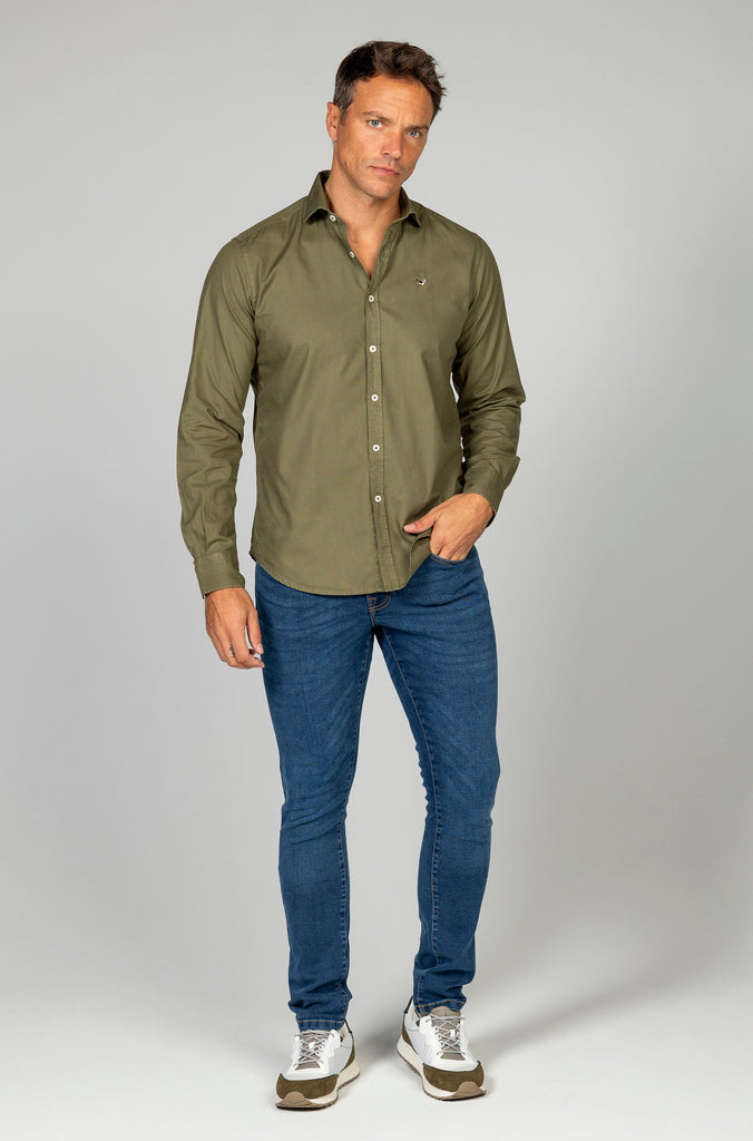 Camisa pique desgastada kaki