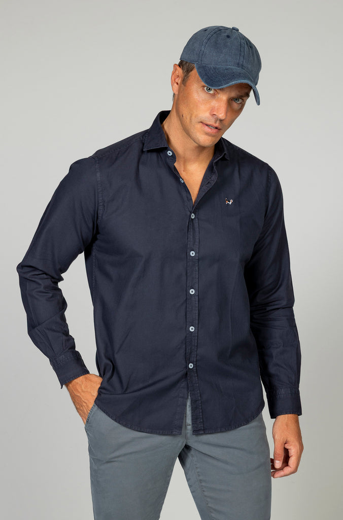 Camisa pique desgastada marino