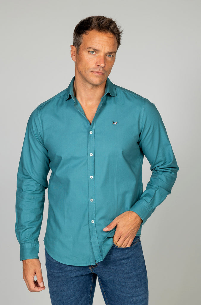 Camisa pique desgastada petróleo