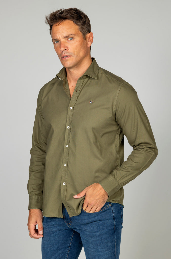 Camisa pique desgastada kaki