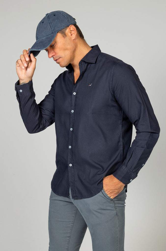 Camisa pique desgastada marino