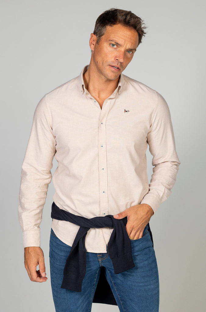 Camisa Oxford Liso Beige