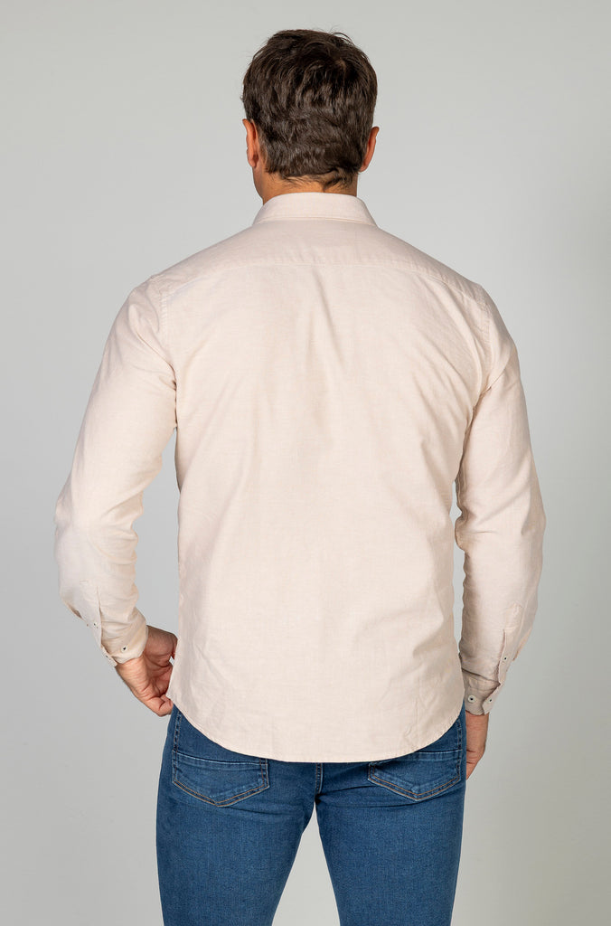 Camisa Oxford Liso Beige