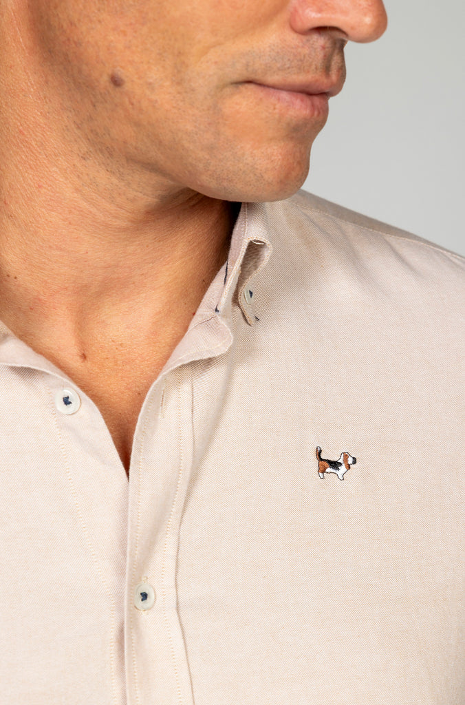 Camisa Oxford Liso Beige
