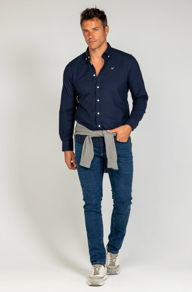 Camisa oxford liso marino