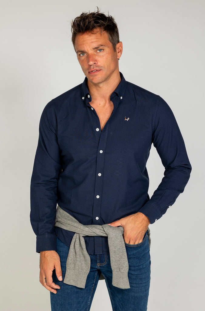 Camisa oxford liso marino