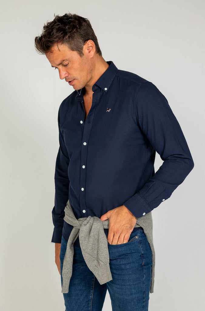 Camisa oxford liso marino