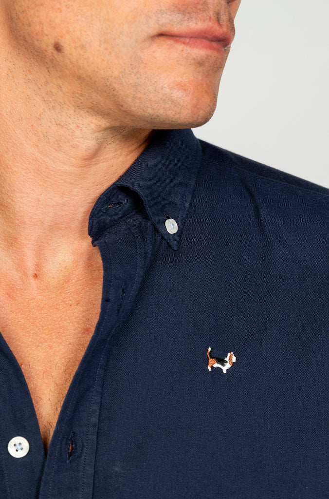 Camisa oxford liso marino