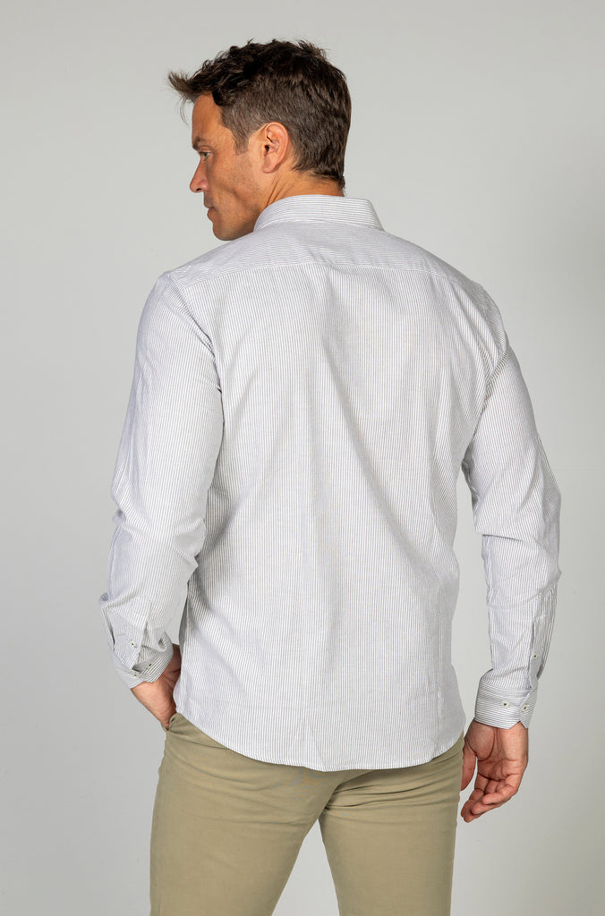 Camisa Raya Oxford Suavizada Marrón/Verde