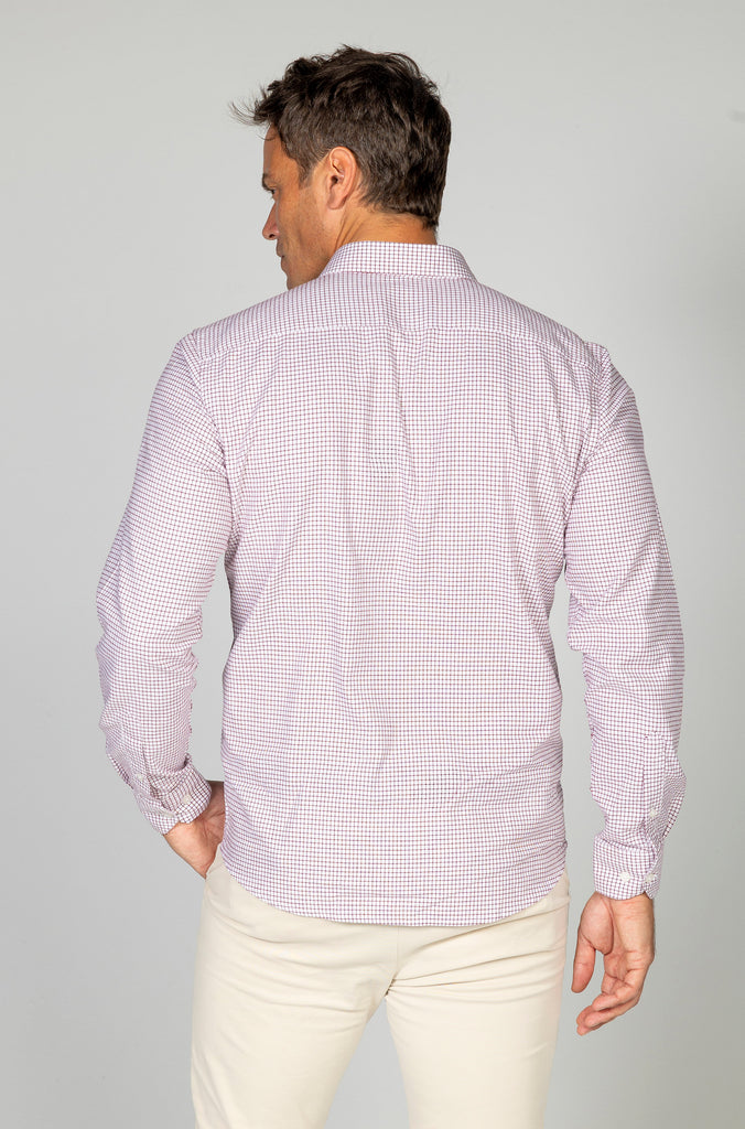 Camisa oxford cuadro ventana granate
