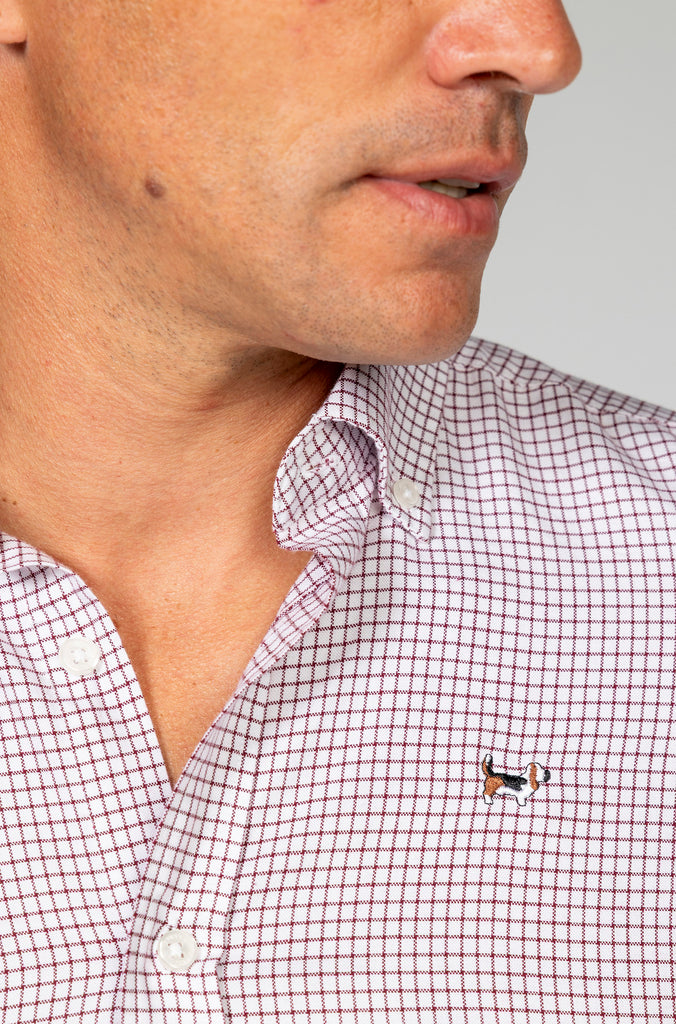 Camisa oxford cuadro ventana granate