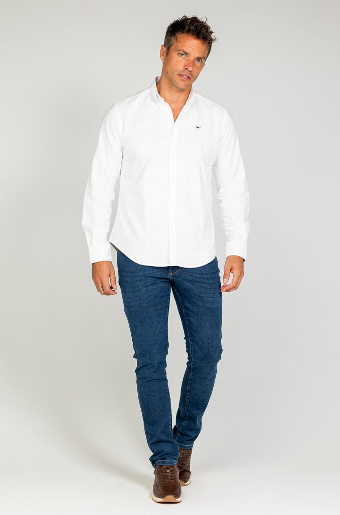Camisa oxford esmerilada blanca