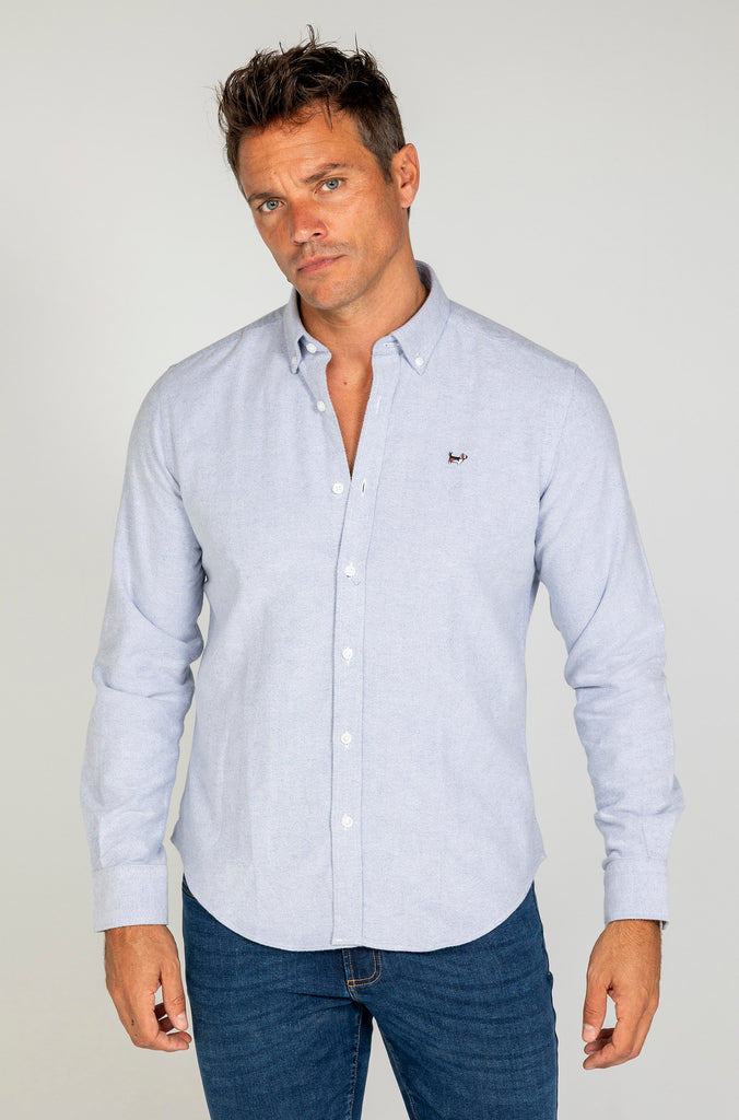 Camisa oxford esmerilada azul medio