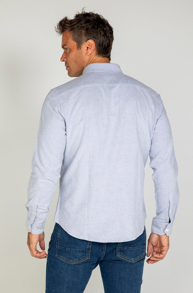 Camisa oxford esmerilada azul medio