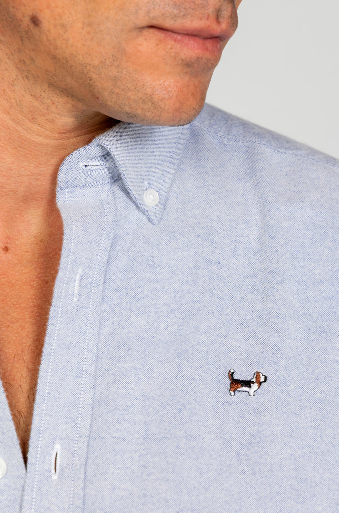 Camisa oxford esmerilada azul medio