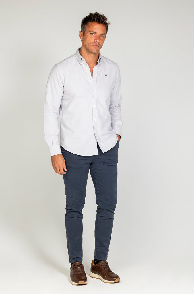 Camisa oxford esmerilada gris piedra
