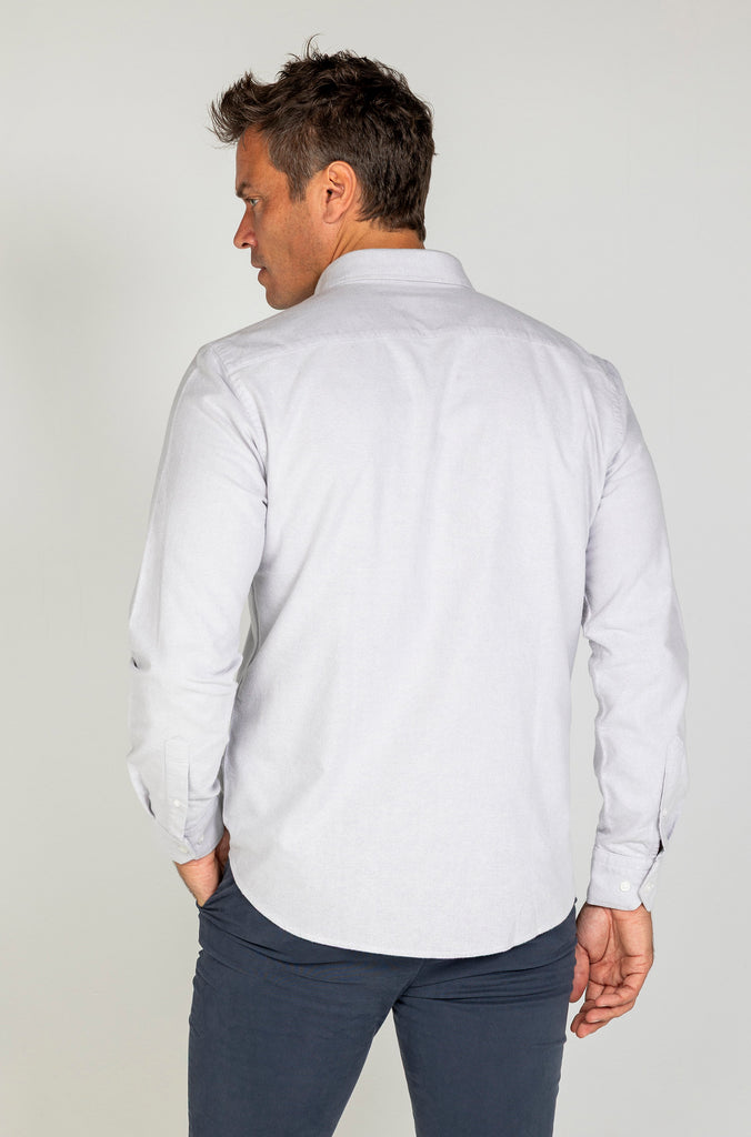 Camisa oxford esmerilada gris piedra