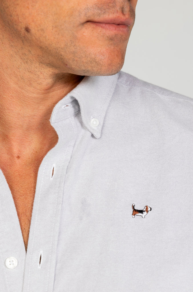 Camisa oxford esmerilada gris piedra
