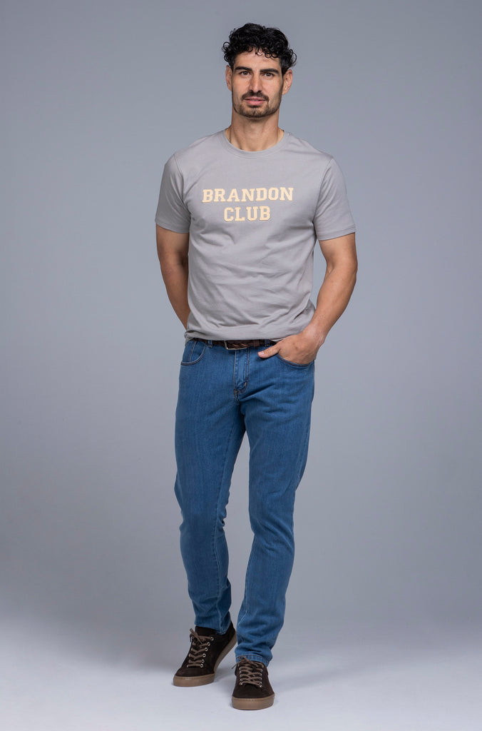 Camiseta Lettering Brandon Club Gris Claro