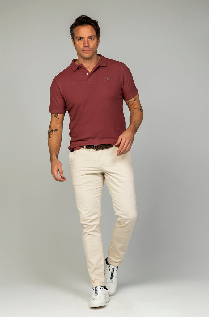 Pack tres polos básicos burgundy, blanco y gris plomo