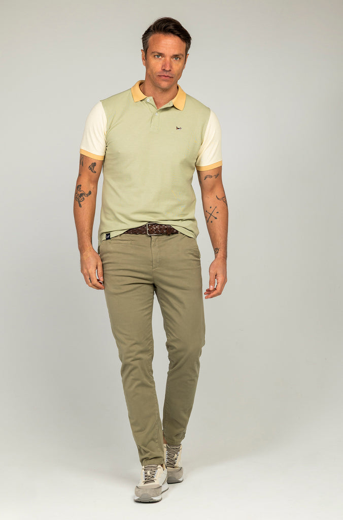 Polo Bicolor Verde Bajo