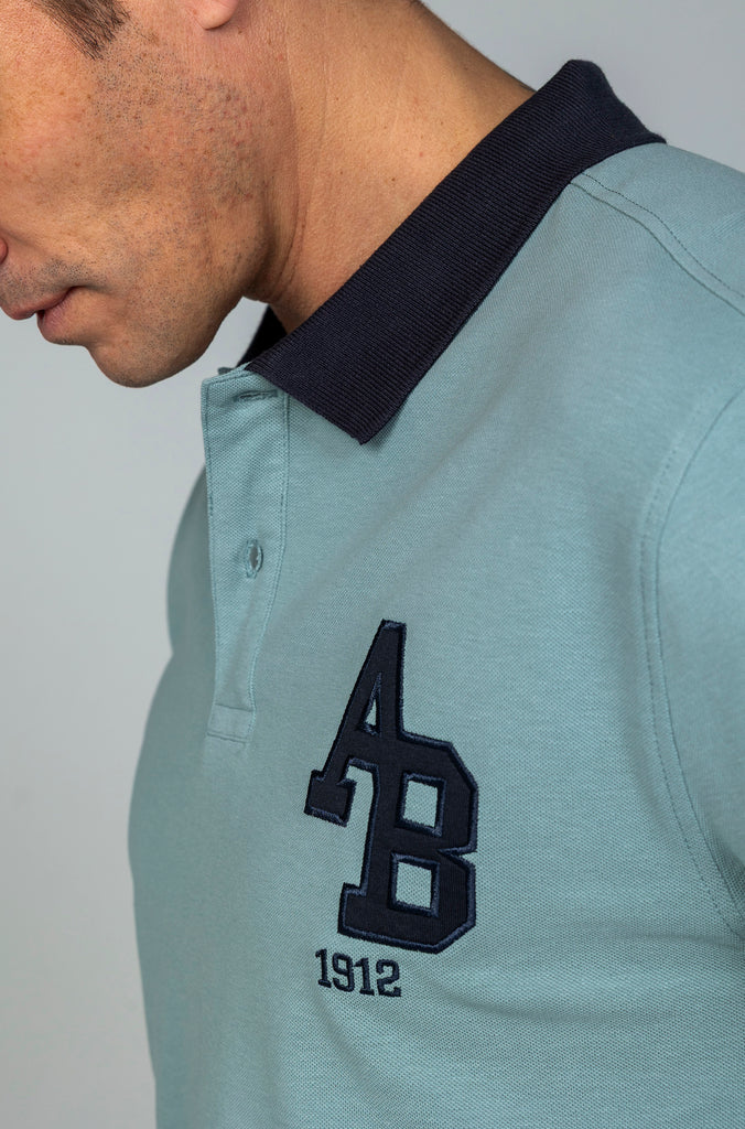 Polo Pique Combinado AB Verde Índigo