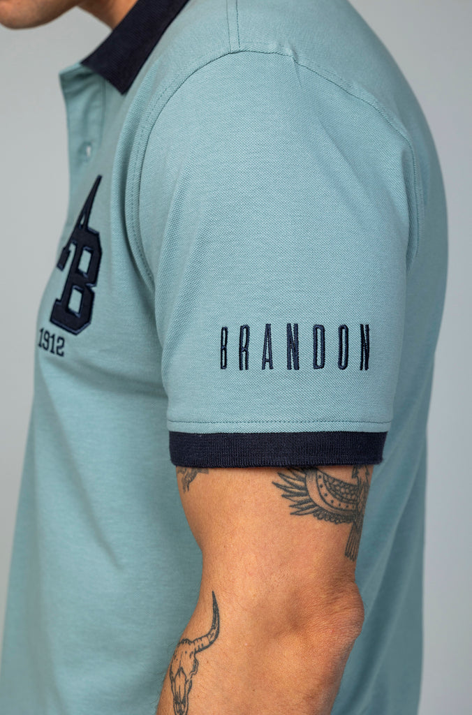 Polo Pique Combinado AB Verde Índigo