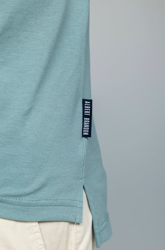 Polo Pique Combinado AB Verde Índigo