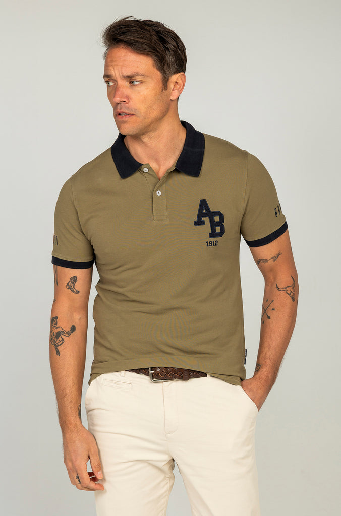 Polo Pique Combinado AB Kaki