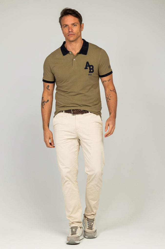 Polo Pique Combinado AB Kaki
