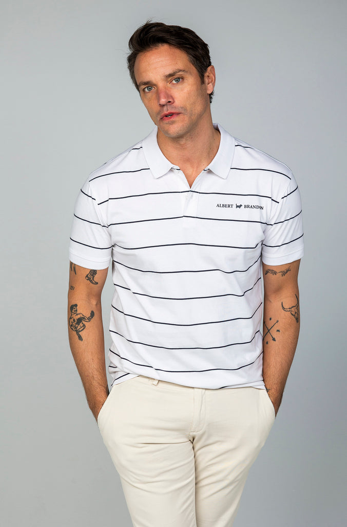 Polo Tricot Raya Marino Fondo Blanco