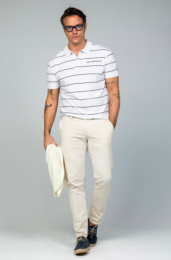 Polo Tricot Raya Marino Fondo Blanco